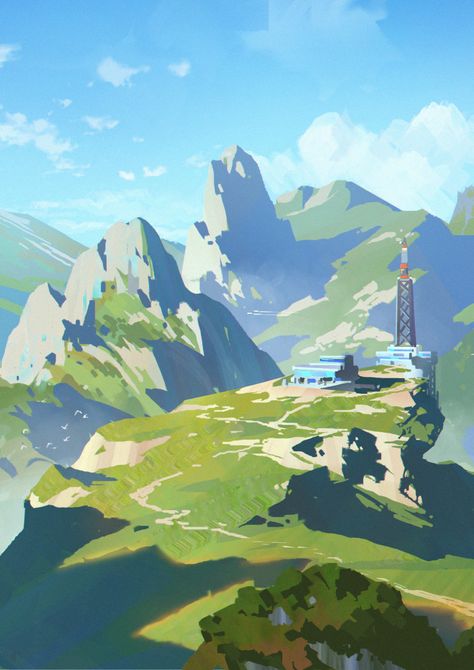 ArtStation - Color practice, Shuhao jiang Science Fiction Art, Concept Art Landscape, Color Practice, Environment Painting, Landscape Concept, Lukisan Cat Air, Art Station, Landscape Drawings, Fantasy Art Landscapes