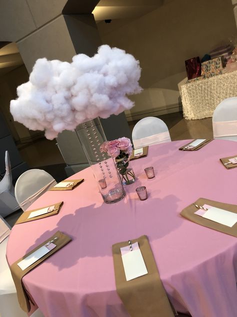 How To Make A Cloud Centerpiece, Cloud 9 Birthday Party Centerpieces, Up In The Clouds Birthday Party, Heaven Centerpieces, Moon And Clouds Centerpieces, Cloud Centerpiece Wedding, Heaven Sent Centerpieces, Cloud Theme Party Backdrops, Cloud Bday Theme