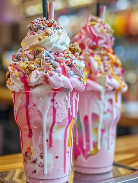 Extreme Milkshakes, Colorful Desserts, Diy Desserts, Ice Cream Treats, Pink Unicorn, Milkshakes, Pretty Food, Quick Easy Meals, Easy Meals