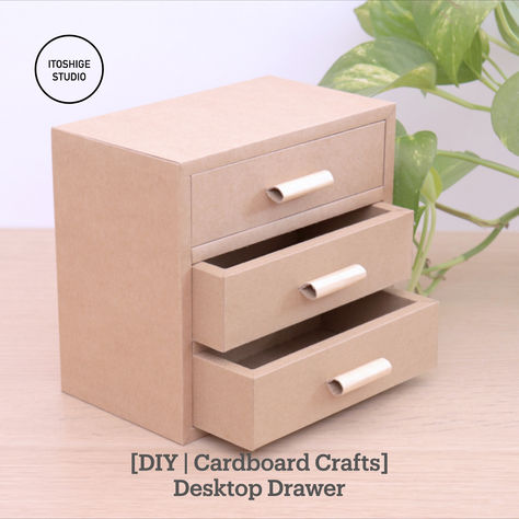 Hi, all cardboard DIY enthusiasts! The most viewed video on this channel in 2023 was [DIY | Cardboard Crafts] Making of a desktop drawer from cardboard. We have released an improved version of this video.  There are fewer seams than last time, and not only does it look more beautiful, but the process has been simplified and explained more clearly. We are also looking forward to your channel subscription and comments. Cartonnage, Diy With Cardboard Boxes Craft Ideas, Diy Cardboard Crafts, How To Make Drawers, Cardboard Drawers, Cardboard Box Diy, Cardboard Diy, Desktop Drawers, Cardboard Storage