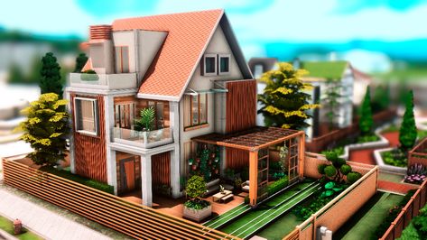 Eco Modern House, Eco Living House, Sims 4 Eco House, No Cc Sims, Modern Eco House, Sims 4 No Cc, Nature House, Sims Builds, Cc Mods