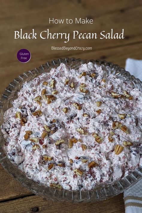 Cherry Fluff Salad Recipes, Cherry Pretzel Salad Recipe, Black Cherry Jello Salad, Frozen Cherries Recipes, Bing Cherry Salad, Black Cherry Recipes, Cherry Salad Recipes, Fluff Salads, Fresh Cherry Recipes