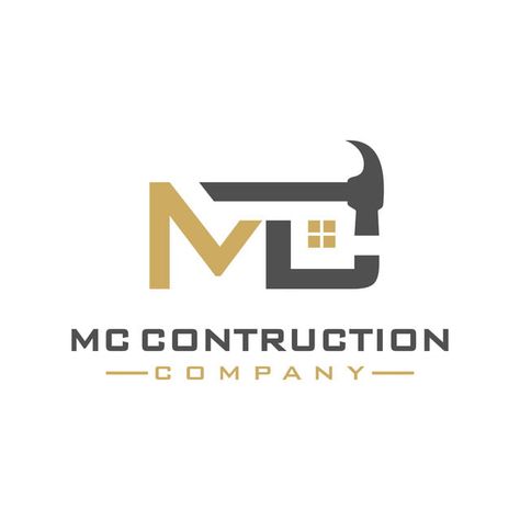 Mc Letter Construction Logo Design Logo Design Inspiration Construction, Logo Design For Construction Company, Remodeling Logo Design, Logo Building Design, Logo Design Construction Company, Construction Logos Ideas, Logo Building Company, Construction Logo Design Graphics, Construction Company Logo Design Ideas