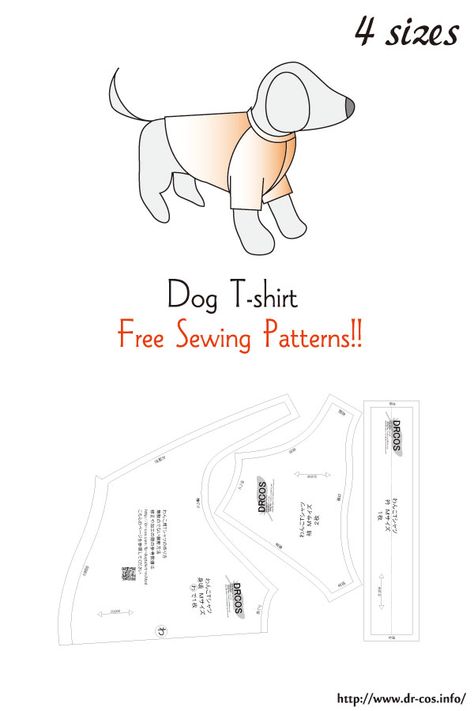 This is the pattern of a Dogtshirt.   cm size(A4 size) Dog-SS,S,M,L Sewing Patterns Dog, Dog Hoodie Pattern, Diy Dog Clothes, Dog Shirt Pattern, Dog Jacket Patterns, Small Dog Clothes Patterns, Pet Clothes Patterns, Dog Clothes Patterns Sewing, Pola Topi