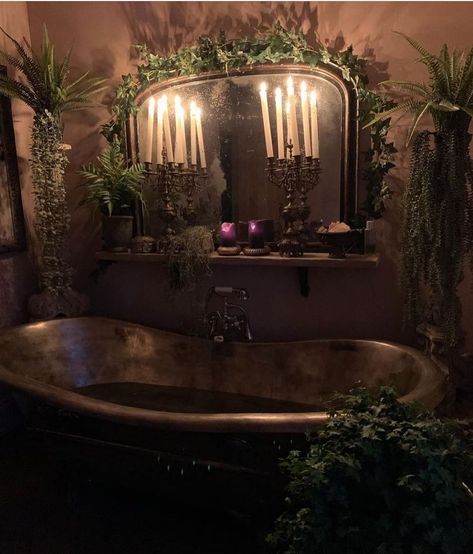 Witchy Bathroom, Dark Cottagecore House, Dark Cottagecore Aesthetic, Gothic Cottage, Goth Cottage, Cottagecore House, Dark Cottage Core, Dark Home Decor, Goth Home