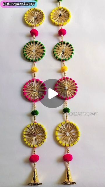 DOOR2ART&CRAFT on Instagram: "✨ Make your home Diwali-ready with these gorgeous DIY hangings! Using just bangles, wool, gotta lace, mirrors, beads, and pom poms, you can create festive decor that adds elegance to any space. Let’s bring out the artist in you! 🌼

Save this reel for your Diwali decor inspo! 🌟
Follow: @door2artcraft for amazing artistic stuff 😉❣️
#diwalidecor #wallhanging #handmadewithlove #homedecorideas #festivevibes #door2artcraft #diycrafts #diwali2024 #diyhomedecor #diy #fest #festive #instagood #oldbanglesreuse #diwalispecial #craftyideas #artisandeco #ecofriendly #handmadedecor #creativecraft #diwalicelebration #diwaliathome #festivalvibes #homedecor" Bangles Art Crafts, Wall Hanging With Bangles, Diwali Wall Hangings Diy, Diwali Craft Decoration, Diy Diwali Decorations At Home, Bangles Craft, Mandir Decor, Hanging Door Beads, Diy Kite