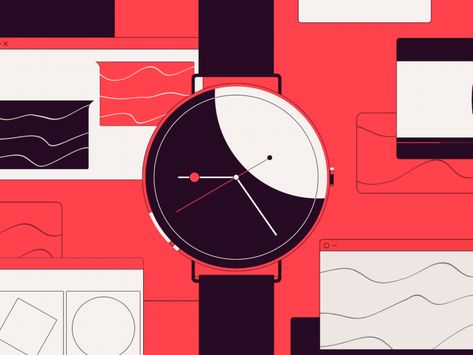 The clock is ticking by Alex Pirenis on Dribbble Clock Motion Graphic, Watch Motion Graphics, Clock Illustration Design, Clock Graphic Design, Clock Animation, Motion Reference, Watch Animation, Watch Gif, Clock Illustration