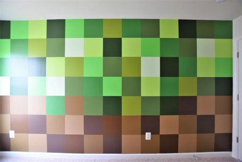 DIY Minecraft Mural – Village & Coast Minecraft Mural, Minecraft Rooms, Minecraft Room Decor, Minecraft Bedroom Decor, Minecraft Wall, Minecraft Theme, Derby Car, Diy Minecraft, Minecraft Bedroom