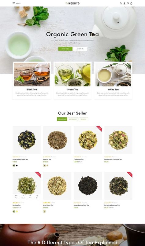 Organic Tea Store Shopify Theme Product Website Design, Organic Tea Brands, Tea Store Design, Ux Design Portfolio, Nutrition Website, Tea Website, Ux Design Process, Email Marketing Design Inspiration, Honey Packaging