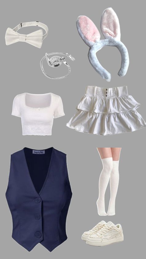 Alice In Wonderland Inspired Outfits White Rabbit, White Rabbit Disneybound, White Rabbit Outfit Ideas, White Rabbit Costume Diy, White Rabbit Alice In Wonderland Costume, Alice In Wonderland Rabbit Costume, Alice In Wonderland Outfit Ideas, Alice In Wonderland Rave Outfit, White Rabbit Costume