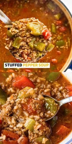 Stuffed Bell Pepper Soup, Homemade Stuffed Peppers, Pepper Soup Recipe, Bell Pepper Soup, Easy Stuffed Peppers, Diner Recept, Pepper Soup, Stuffed Pepper, Filling Dinner