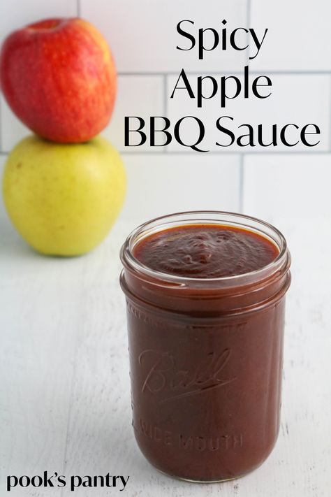 Applesauce Bbq Sauce, Apple Barbecue Sauce Recipe, Apple Bbq Sauce Canning, Apple Jalapeno Bbq Sauce, Apple Bbq Sauce Recipe, Apple Bbq Sauce, Apple Canning, Sauce Ideas, Bbq Sauce Homemade Easy