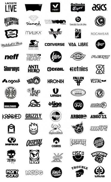 Skateboard Brands, Sports Brand Logos, Skateboard Logo, Streetwear Logo, Dj Logo, Sport Logos, Vintage Logos, Clothing Brand Logos, Fashion Logo Branding