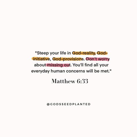 God’s promise… 👉🏼 “But seek first His kingdom and His righteousness, and all these things will be given to you as well.” (Matthew 6:33) Relying on God 👉🏼 When we put God first, everything else falls into place. His provision is abundant when we align our hearts with His kingdom and righteousness. Anything else to add 👉🏼 Let’s make seeking God our top priority, trusting that He will provide for all our needs in His perfect timing. GSP is continually dedicated to creating a safe space and... Put God First Bible Verse, Gods Perfect Timing Quotes, God's Perfect Timing Quotes, Put God First Quotes, Perfect Timing Quotes, Safe Space Quotes, Assurance Quotes, Spiritual Reminders, Blessed Scripture