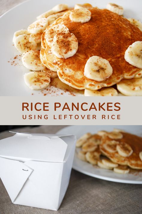 How to use leftover rice - make this yummy rice pancakes recipe! This is my Grandma Beulah's original recipe for how to use leftover rice. Easy breakfast recipe idea for kids and adults! Uses 1 cup leftover rice. #rice #pancakes #recipe #breakfast Leftover Rice Recipes Sweet, Rice Pancakes Leftover, Leftover Rice Dinner, Cream Of Rice Pancakes, Leftover Rice Dessert, Rice Leftovers Ideas, Rice Snack Recipes, Leftover Rice Breakfast, Leftover Rice Breakfast Recipes