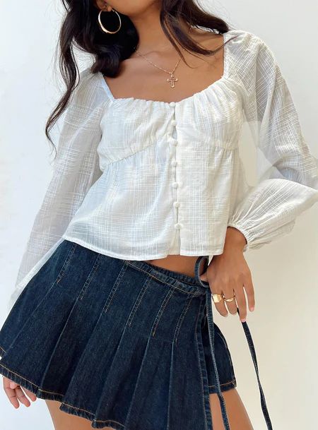 New Tops White Blouse Outfit, White Tops Outfit, White Flowy Top, Long Sleeve Outfits, White Long Sleeve Dress, Top Outfit, Sheer Material, Top Crop, Crop Top Blouse