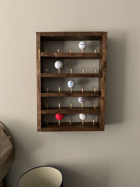 Diy Golf Ball Display, Golf Wood Projects, Diy Golf Decor, Golf Ball Display Ideas, Golf Bedroom Ideas, Golf Room Ideas, Golf Decorating Ideas, Golf Diy Projects, Golf Bedroom