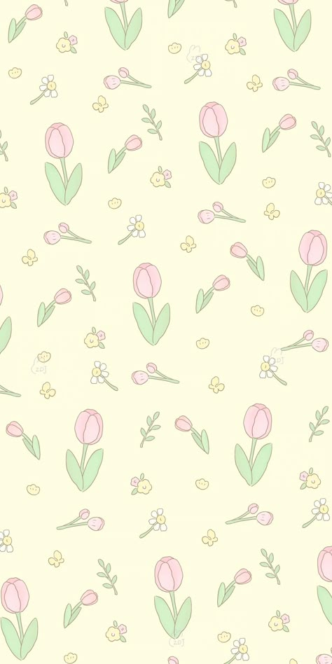 Tulip Background Wallpapers, Cute Blue Flower Wallpaper, Fresh Flower Aesthetic, Cute Pastel Wallpaper Iphone, Cute Tulips Wallpaper, Soft Yellow Wallpaper, Soft Yellow Aesthetic, Pink And Yellow Wallpaper, Pink Yellow Wallpaper