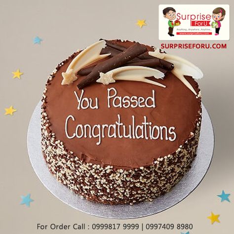 :: Congratulations Cream Chocolate Cake :: This is a #chocolate #cream #cake made for congratulating someone who has passed recently. Wish the best to your brother, sister, son, or daughter on the happy occasion of graduation with this lip-smacking cake. Let them enjoy this moment of achievement with a great taste! 10%OFF code: SFU10 #CongratulationsCake #SurpriseForU #Ahmedabad Congratulations Exam Results, Simple Birthday Cake Designs, Gluten Free Birthday Cake, Congratulations Cake, Personalised Cakes, M And S, Birthday Cakes For Her, Fresh Cake, Chocolate Cake Decoration