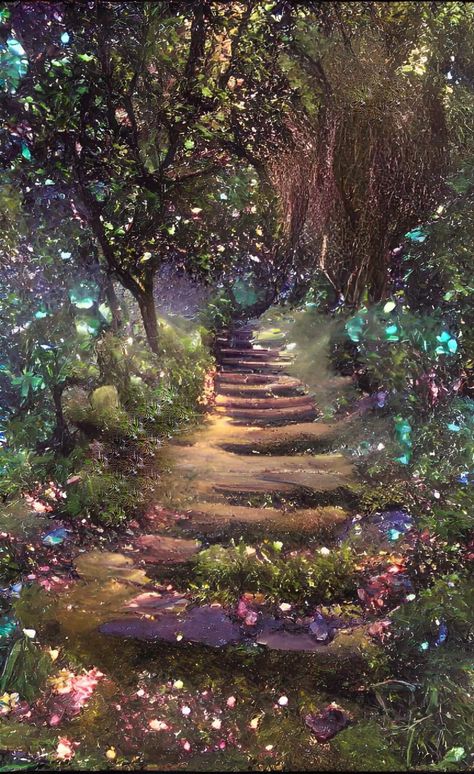 Fantasy Garden Landscape, Beautiful Enchanted Forest, Enchanted Forest Fairies, Forest Magic Aesthetic, Enchanted Fairy Forest Aesthetic, Fairytale Forest Aesthetic, Enchanted Forest Pictures, Woodland Magic Aesthetic, Enchanted Woods Aesthetic