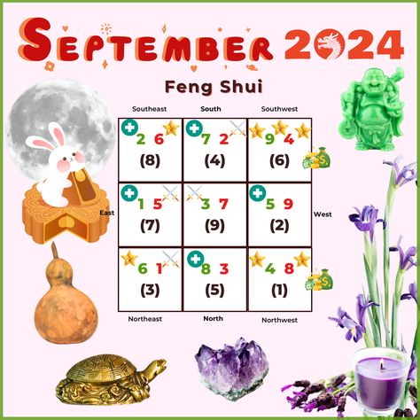 September 2024 Flying Star Feng Shui Analysis Feng Shui Chart, French Townhouse, Feng Shui Front Door, Yin Energy, Female Goat, Toxic Friends, Horse Sign, Moon Festival, Chinese Astrology