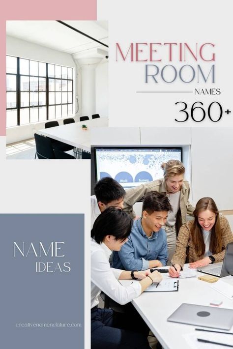 360 Perfect Conference and Meeting Room Name Ideas Meeting Room Names, Meeting Of The Minds, Office Meeting Room, Conference Hall, Brain Booster, How To Motivate Employees, Creative Names, Office Meeting, Meeting Rooms