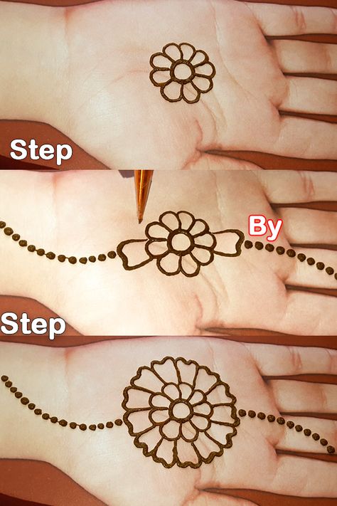 easy mehndi design tutorial step by step Easy Mehendi Designs Step By Step, Beginner Henna Designs Step By Step, Henna Tutorial Step By Step, Step By Step Henna Designs, Learn Mehndi Step By Step, Step By Step Mehndi Designs, Simple Tattoos For Beginners, Easy And Beautiful Mehndi Designs, Diy Henna Designs