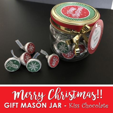 CHRISTMAS MASON JAR GIFT - PDF - Digital file -Instant Download- The best MASON JAR GIFT ever! Perfect to gift it away to everybody: coworkers, family, friends, relatives, classmates, students. All you need to make this cute mason jar gift. Buy chocolate Kiss@ of Hershey, and complete everybody from your list. They will love it! ... you may keep printing until you are done with your gifts! _____________________________ **This is DIGITAL Item** ______________________________ You can download the Christmas Mason Jar Crafts, 16 Oz Mason Jar Gifts, Pint Size Mason Jar Gifts, Glass Jar Gift Ideas, Mason Jar Drink Gifts Diy Christmas, Christmas Hot Chocolate Gifts Mason Jars, Pint Size Mason Jar Gifts Christmas, Christmas Jar Gifts, Christmas Soup