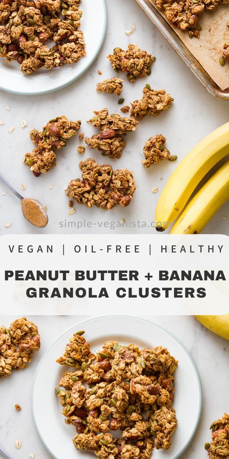 Banana And Granola Recipes, Granola Recipe With Banana, Banana Granola Recipe, Peanut Butter Banana Granola, Granola Snacks, Banana Granola, Banana Snacks, Clean Eating Vegetarian, Protein Granola