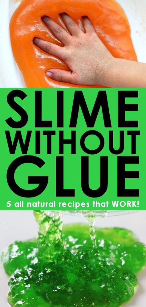 Looking for easy recipes for making slime without glue? These recipes are glue free and completely non-toxic! No glue, no borax, no contact solution! #slime #slimewithoutglue #noboraxslime #allnaturalslime #nontoxicslime #kidsactivities #messyfun Glue Free Slime Recipe, Non Toxic Slime Recipes Kids, Making Slime Without Glue, Slime With Out Glue, Diy Slime Without Glue, Slime Without Glue Recipe, Make Slime Without Glue, Baking Soda Slime, Slime With Contact Solution