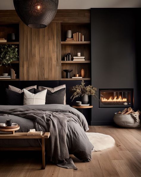 Masculine Interior Design, Masculine Interior, Dark Bedroom, Bed Design Modern, Hus Inspiration, Modern Bedroom Design, Master Bedrooms Decor, Design Living Room, Bedroom Aesthetic