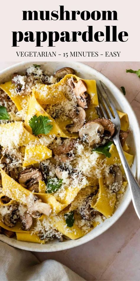 Parpadelle Recipes, Mushroom Pappardelle, Pappardelle Pasta Recipe, Pappardelle Recipe, Pappardelle Pasta, Healthy Pasta, Easy Dinner Recipe, Yummy Pasta Recipes, Pasta Dinner Recipes