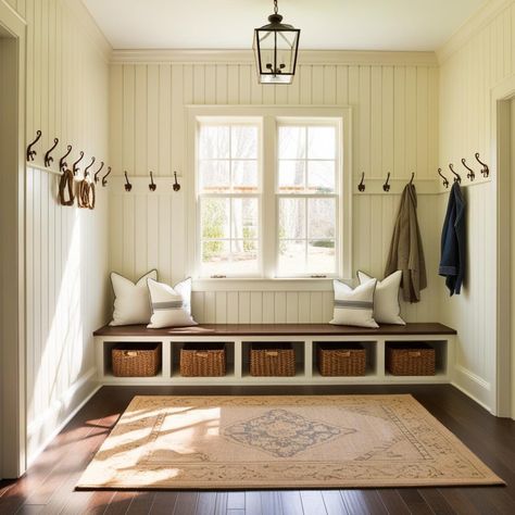 Stylish mudroom ideas: built-in cubbies, storage bench, coat hooks, light wood tones, & natural light." #affliate #mudroomdesignideas , #ModernMudroom,           #smallmudroomideas , #mudroomwallideas Mudroom Wall Ideas, Cubbies Storage, Mudroom Design Ideas, Mudroom Addition, Built In Cubbies, Small Mudroom Ideas, Window Mudroom, Mudroom Ideas, Mudroom Design