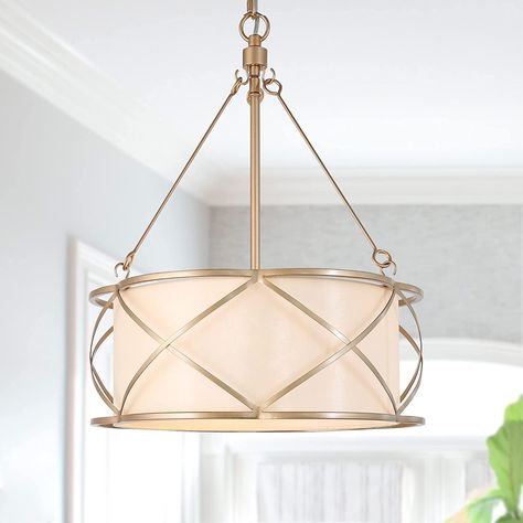 Chandelier Classic, Modern Gold Chandelier, Drum Shade Chandelier, Fabric Chandelier, Cage Chandelier, Drum Pendant Lighting, Large Pendant Lighting, Metal Fabric, Round Chandelier