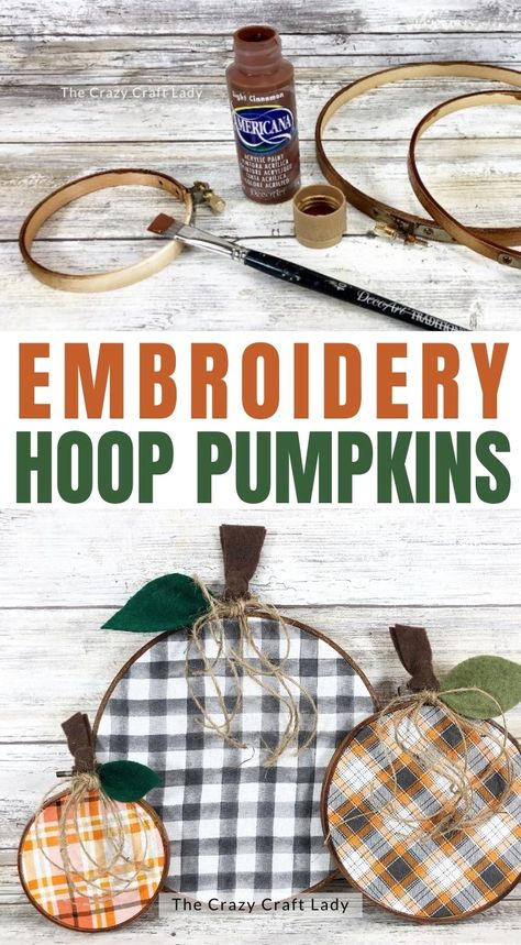 fall embroidery hoop pumpkins Craft Pumpkins, Fall Embroidery, Pumpkin Diy, Embroidery Hoop Art Diy, Pumpkin Craft, Embroidery Hoop Crafts, Quick And Easy Crafts, Fall Sewing, Wooden Embroidery Hoops