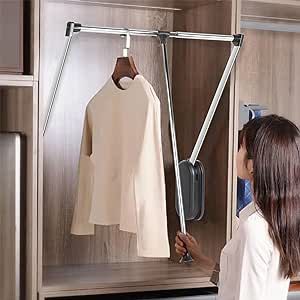 usego Pull Down Closet Rod Chrome Heavy Duty Adjustable 35-46.7 Closet Pull Down Rods Hanger for Hanging Clothes Wardrobe Lift Rail Organizer Storage System Side Mounted Expanding Tubing Closet Hanging Rod, Pull Down Closet Rod, Pull Down Closet, Wardrobe Rail, Rails Clothing, Closet Bar, Clothes Wardrobe, Wooden Closet, Closet Rack