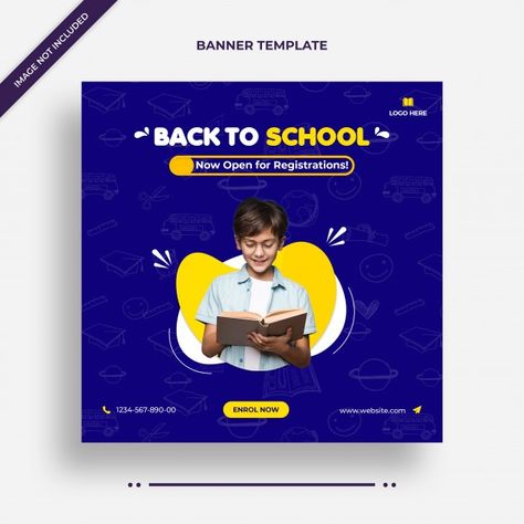 Minimal back to school social media post... | Premium Psd #Freepik #psd #banner #school #template #social-media School Social Media Post, Brand Marketing Design, School Social Media, Banner School, Media Kit Design, Kids Social Media, Education Banner, Facebook Design, Instagram Template Design