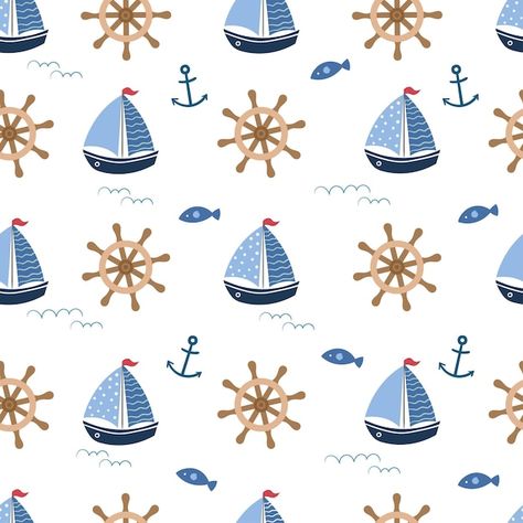 Download this Premium Vector about Nautical summer seamless pattern, seasonal wallpaper with yachts, and discover more than 168 Million Professional Graphic Resources on Freepik. #freepik #vector #sailboat #nauticalpattern #sail Seasonal Wallpaper, Nautical Background, Sailor Theme, Ocean Fabric, Nautical Pattern, Muslin Wraps, Marine Theme, Patterns Wallpaper, Doodle Style