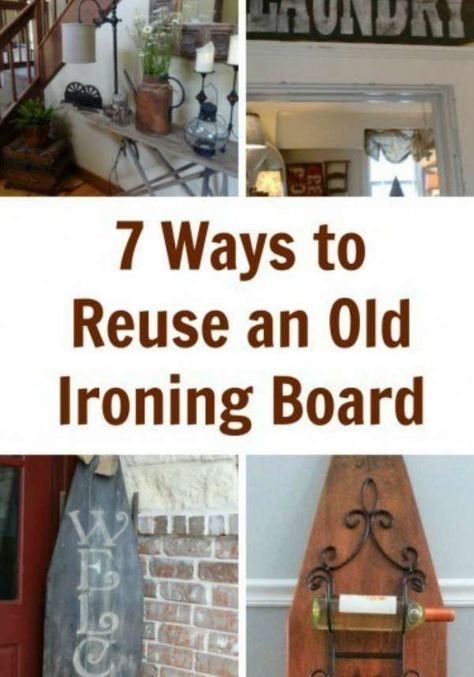 7 Ways to Reuse and Old Ironing Board – Recycled Crafts #upcycled #recycled #ironingboard #farmhouse #homedecor #diy Ironboards Ideas, Ironing Board Decorating Ideas, Repurposed Farmhouse Decor, Vintage Ironing Boards Repurposed, Old Iron Board Ideas, Wooden Ironing Board Ideas Decor, Ironing Board Ideas Diy Crafts, Ideas For Old Ironing Boards, Upcycled Wood Projects