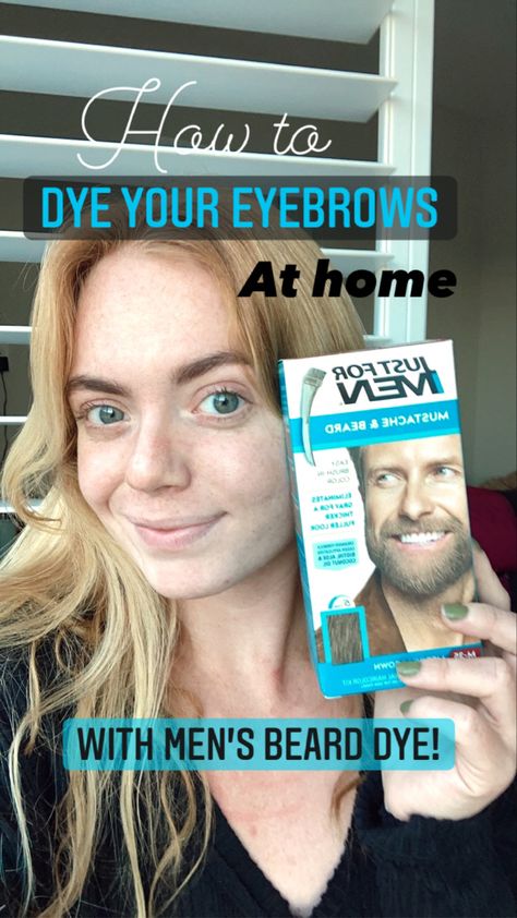 How to dye your eyebrows at home using men’s beard dye. Step by step tutorial. Brow Tutorial For Blondes, Eyebrows Dye Color, Home Eyebrow Tinting, Diy Dye Eyebrows At Home, Diy Tint Eyebrows At Home, Eyebrow Dye Before And After, Dyeing Eyebrows At Home, Brow Dye Before And After, Color Eyebrows To Match Hair