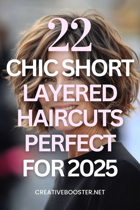 Click for More ➡️ | Save for Later ❤️Explore 22 of the most stylish short layered haircuts for women over 50 in 2025. Featuring natural hair colors and flattering layers, these hairstyles combine elegance and ease. Find your next cut today! #ShortLayers #HairInspiration2025 Layered Short Length Hair, Short Layered Hair Women, Women’s Layered Short Hairstyles, Short Layered Hairstyle Women, Layered Haircuts For Short Hair, Layered Short Haircut, Short Medium Layered Haircuts, Shorter Layered Haircuts, Short Layered Haircuts For Women