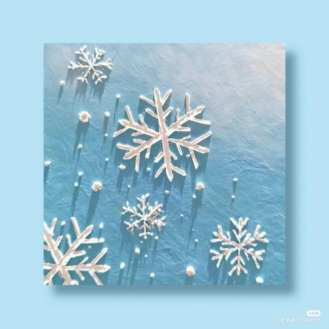 Texture Christmas Art, Snowflake Canvas Painting, Christmas Oil Pastel Art, Oil Pastel Christmas Art, Snowflake Painting, Oil Pastel Crayons, Emboss Painting, Whale Wall Art, Oil Pastels Painting