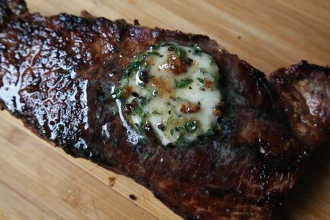 Wagyu Recipes, Wagyu Beef Recipe, Jess Pryles, Thyme Butter, Ny Steak, Smoked Garlic, Strip Steaks, Compound Butter Recipe, Compound Butters