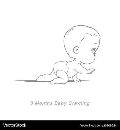 How To Draw Someone Crawling, Baby Crawling Drawing, Baby Doodles Drawing, How To Draw A Baby, Baby Drawing Sketches, Baby Boy Drawing, Baby Drawing Easy, Posture Drawing, Baby Tattoo Designs