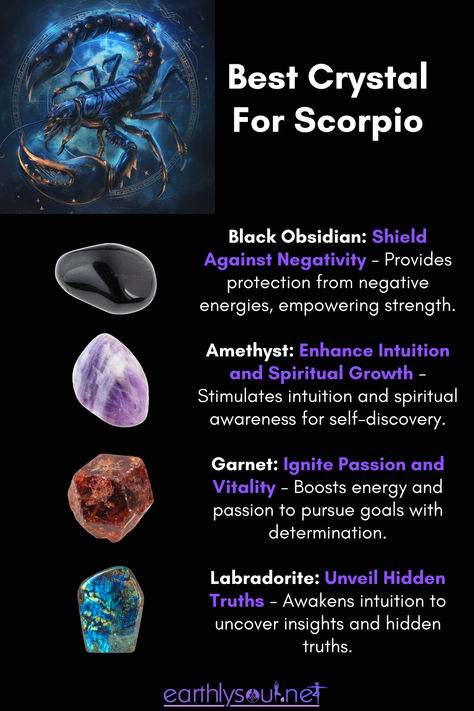 Four powerful crystals for Scorpio's transformation and empowerment Crystal For Scorpio, Scorpio Witch, Crystals For Scorpio, Scorpio Crystals, November Magick, Witchy Astrology, Zodiac Crystals, Moon Names, Scorpio Zodiac Sign