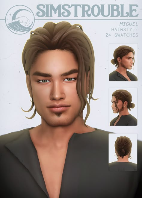 MIGUEL by simstrouble | simstrouble on Patreon Sims 4 Cas Cc Male Hair, Sims Curly Hair Male, Sims 4 Hair Patreon Male, Simstrouble Hair Cc Male, Ts4 Long Male Hair Cc, Sims 4 Simstrouble Hair, Sims 4 Cc Hair Maxis Match Male Long, Ts4 Long Male Hair, Sims 4 Cas Cc Male