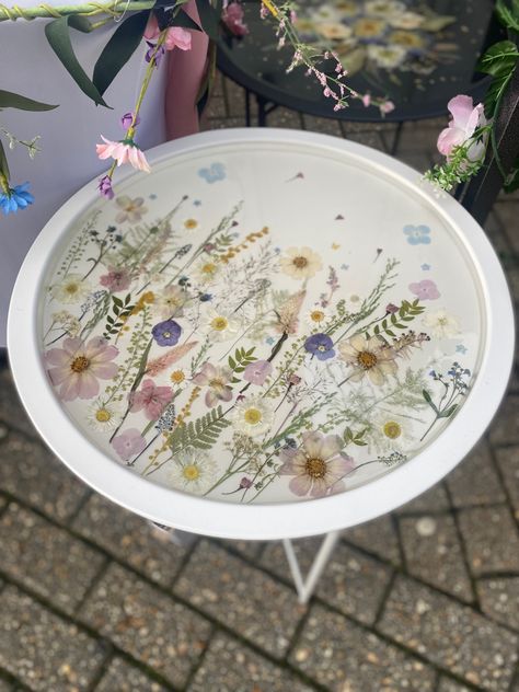 Floral Resin Table, Wedding Flowers In Resin, Flower Resin Tray, Floating Feather, Measuring Height, Flowers In Resin, Resin Table Top, Flower Tray, Diy Side Table