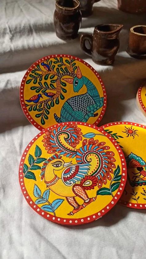 Painting Indian Art, Painting Indian, Art Coaster, Gond Painting, Kalamkari Painting, Buddha Art Painting, Coaster Art, Pichwai Paintings, Madhubani Art