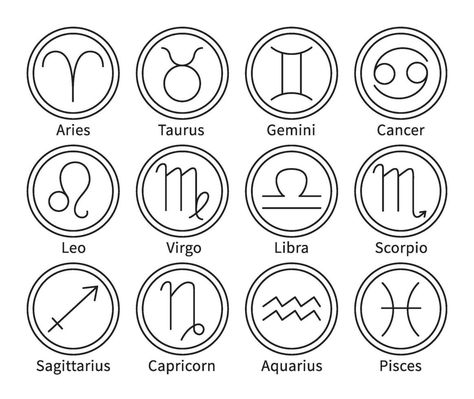 Zodiac signs. Horoscope astrology symbols, minimalist line art astrological spiritual icons set Zodiac Symbols Art, Zodiac Doodles, Zodiac Sign Colors, Zodiac Signs Art, Zodiac Sign Symbols, Spiritual Icons, Horoscope Symbols, Zodiac Signs Colors, Astrology Symbols