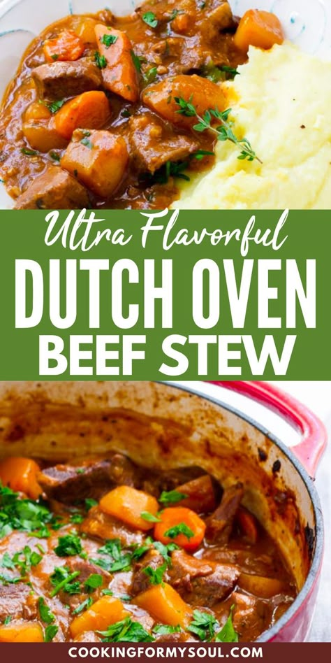 Beef Stew On Mashed Potatoes, Easy Dutch Oven Beef Stew, Beef Stew With Dumplings Dutch Oven, Beef Stew Mashed Potatoes, Taste Of Home Beef Stew, Make Ahead Beef Stew, Beef Stew Le Creuset, Dutch Oven Beef Stew Pioneer Woman, Slow Cooked Beef Stew In Oven